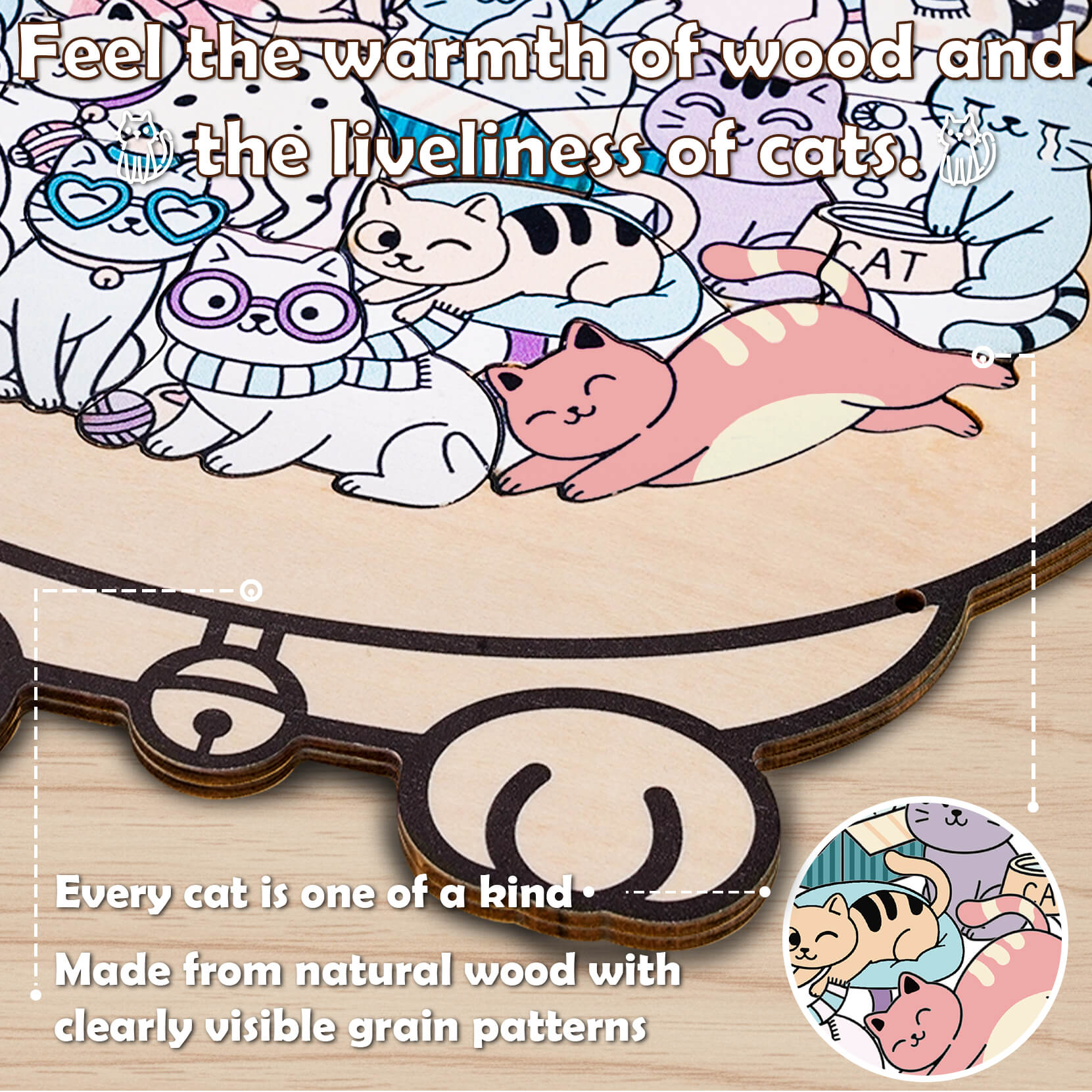 Puzzle en bois en forme de chat mignon pour bébé