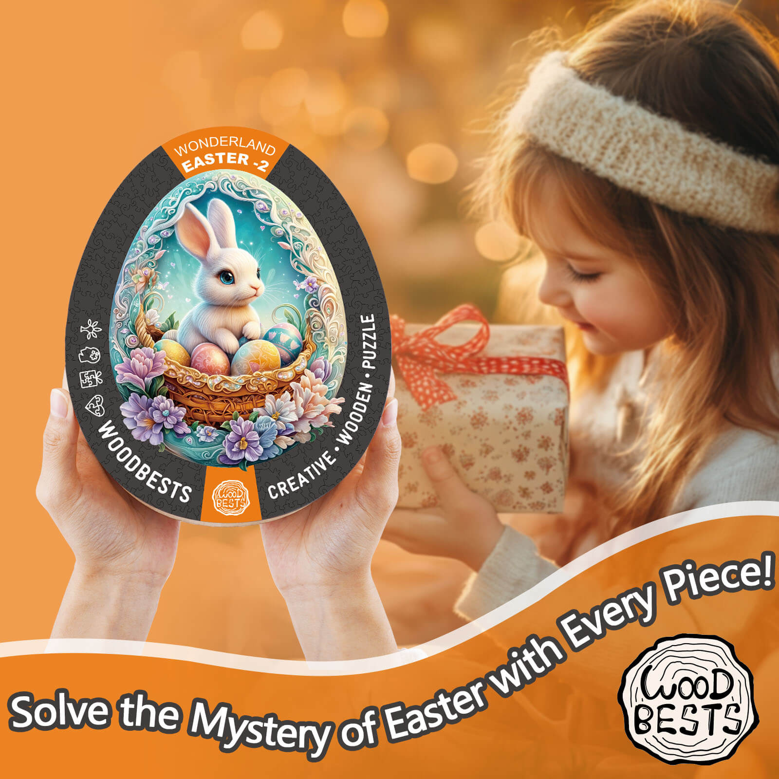 Wonderland Easter-2 wooden jigsaw puzzle featuring a bunny, perfect for mind games and enhancing focus.