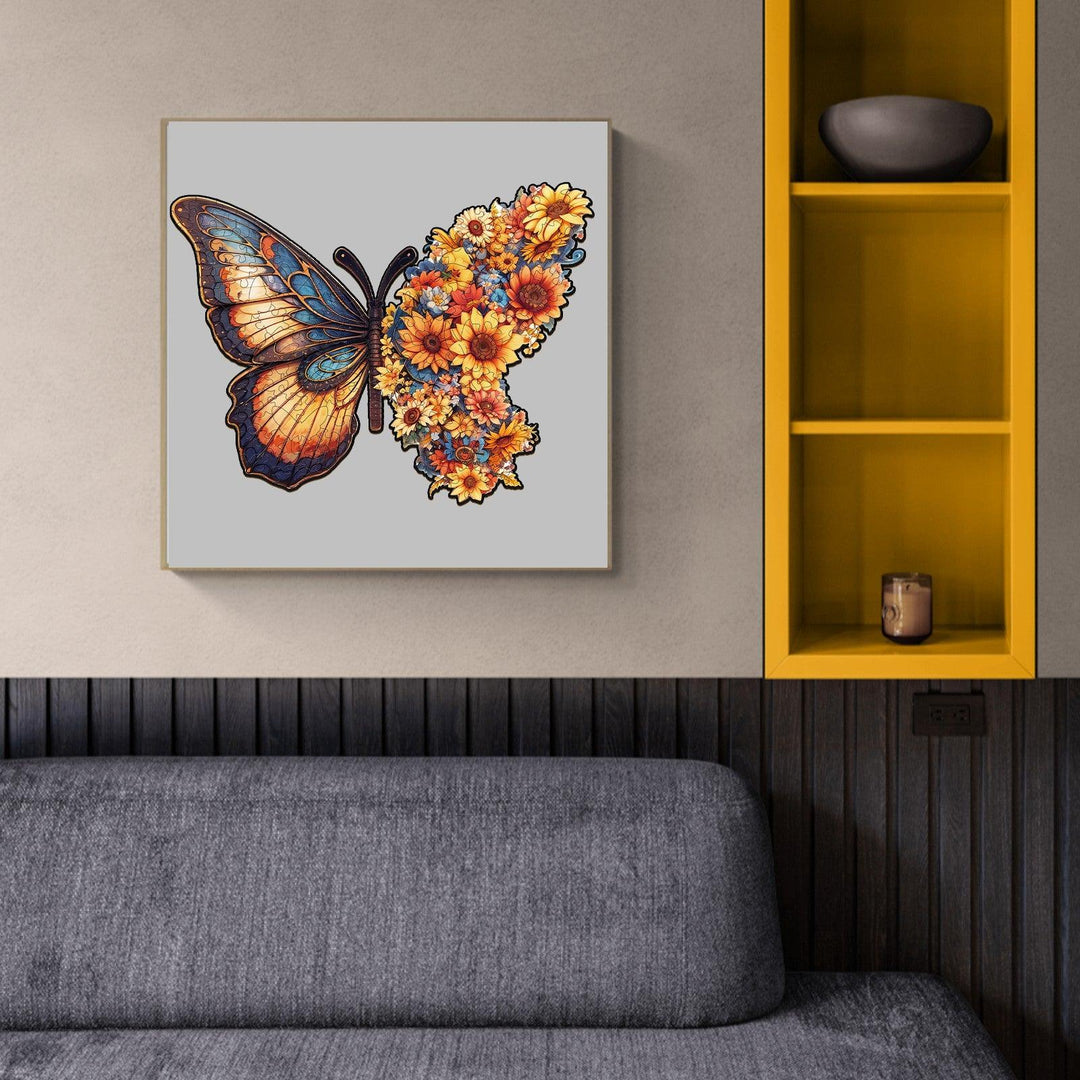 Butterfly Flower Wooden Jigsaw Puzzle-Woodbests