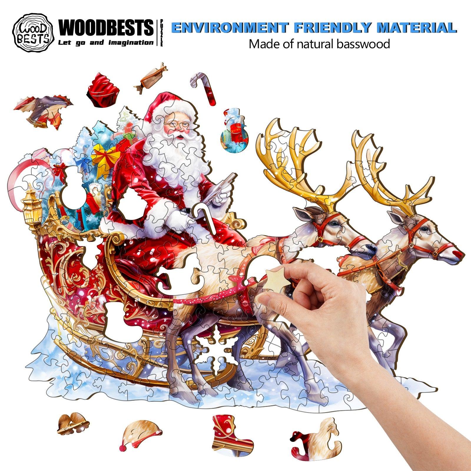 Santa and Rudolph Wooden Jigsaw Puzzle-Woodbests