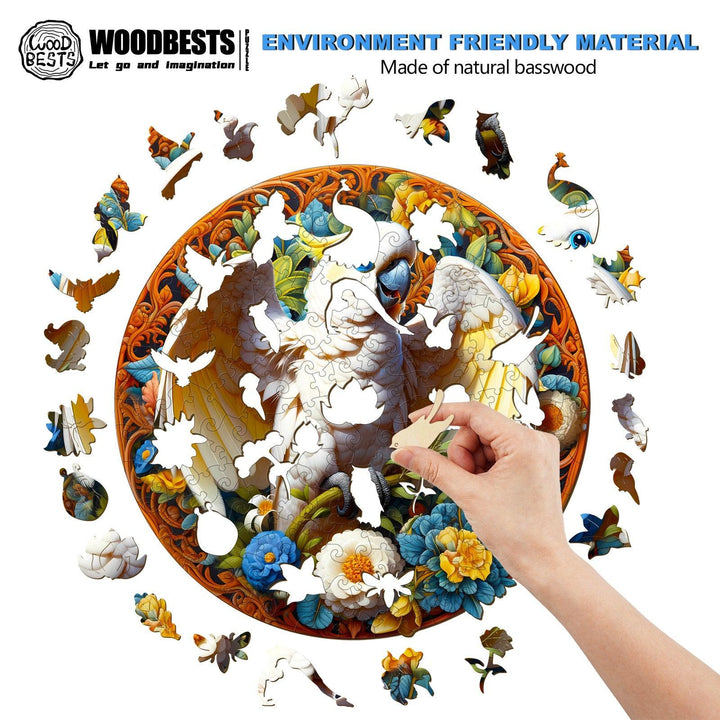 Blue-eyed Cockatoo Wooden Jigsaw Puzzle-Woodbests