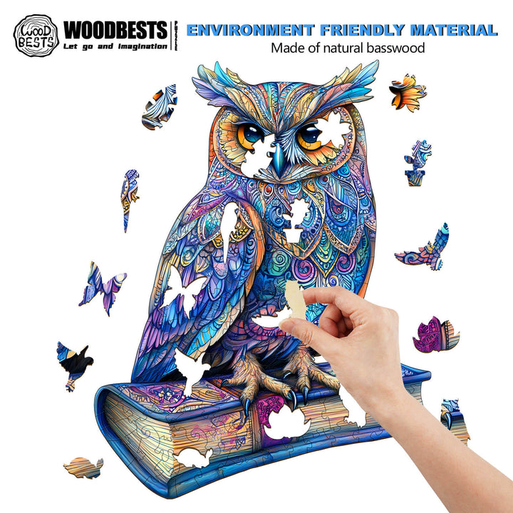 Elegant Owl Wooden Jigsaw Puzzle - Woodbests