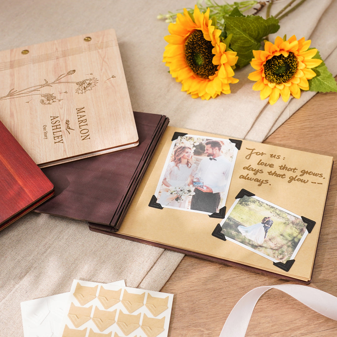 Personalized Wooden Wedding Guest Book - Wedding Photo Album