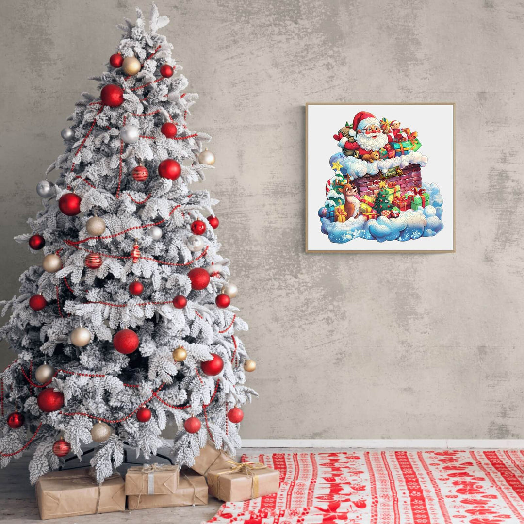 Santa Claus in the Chimney-1 Wooden Jigsaw Puzzle