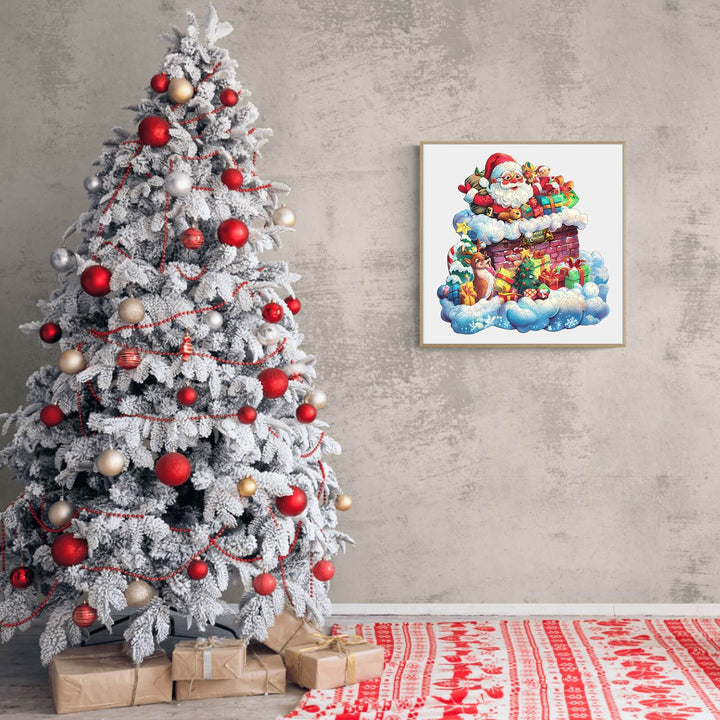 Santa Claus in the Chimney-1 Wooden Jigsaw Puzzle - Woodbests