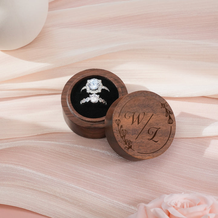 Personalized Wooden Double Setting Wedding Ring Box