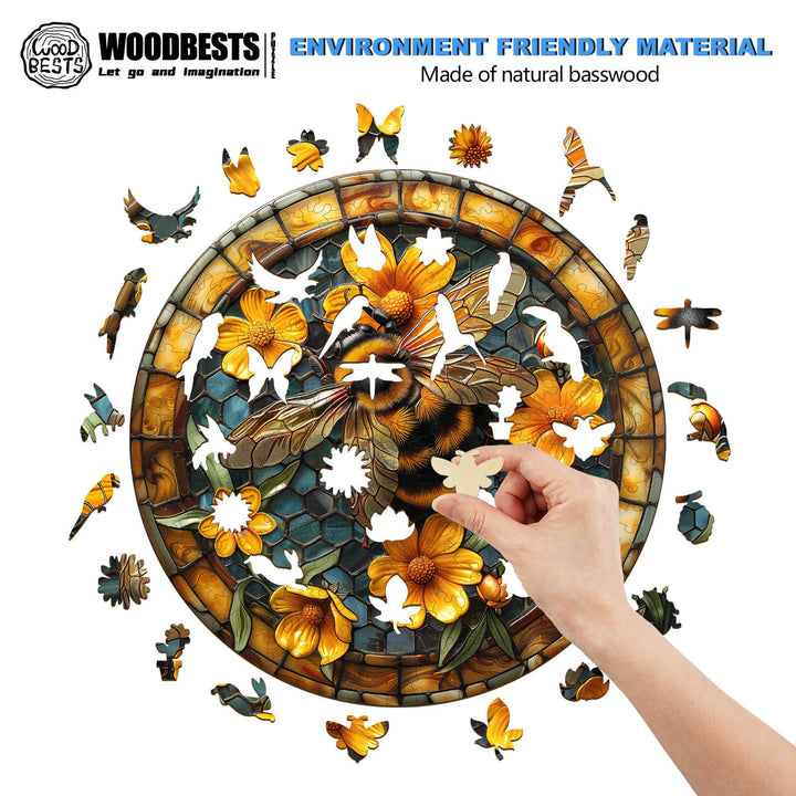 Leisurely Bee Wooden Jigsaw Puzzle