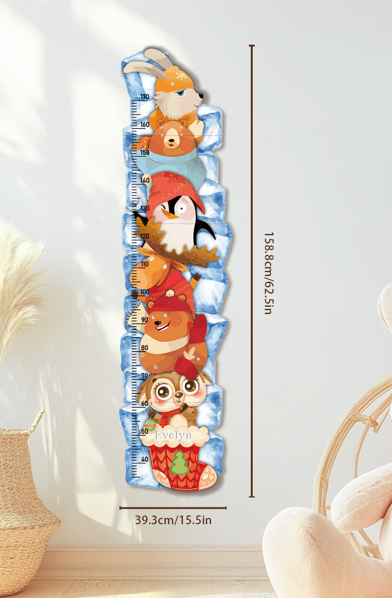 Personalized Wooden Winter Animal Growth Chart Ruler
