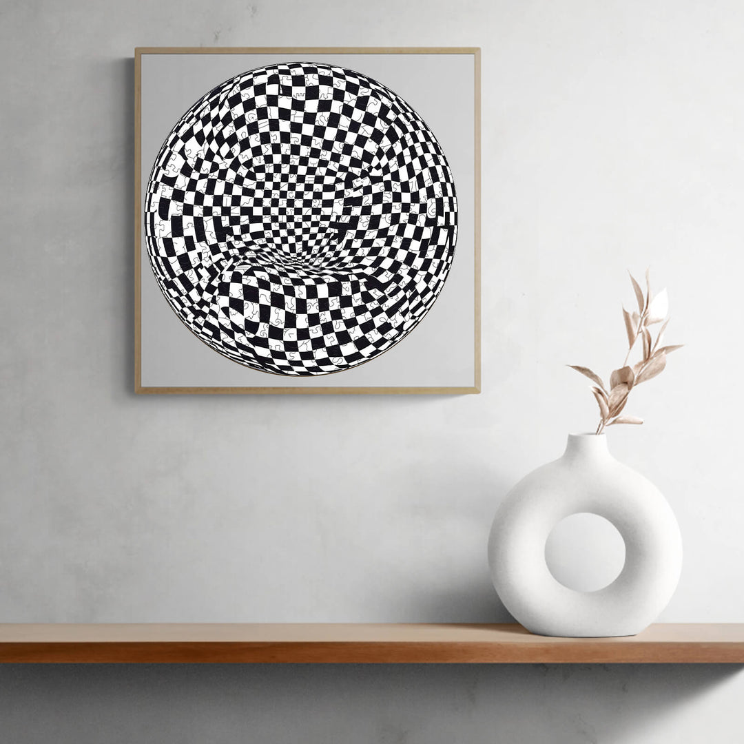 Checkerboard Pop Art Wooden Jigsaw Puzzle