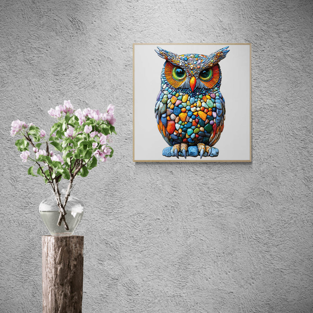 Colorful Stone Owl Wooden Jigsaw Puzzle - By Woodbests