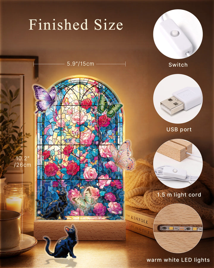 Acrylic Puzzle Landscape Light-Garden Butterflies