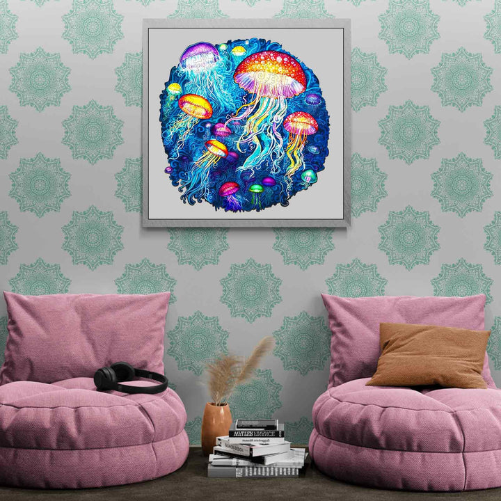 Colorful Jellyfish Wooden Jigsaw Puzzle