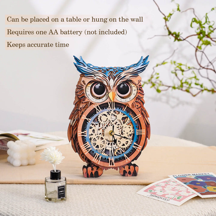 Owl – DIY Wooden Clock, 3D Puzzle Craft Kit