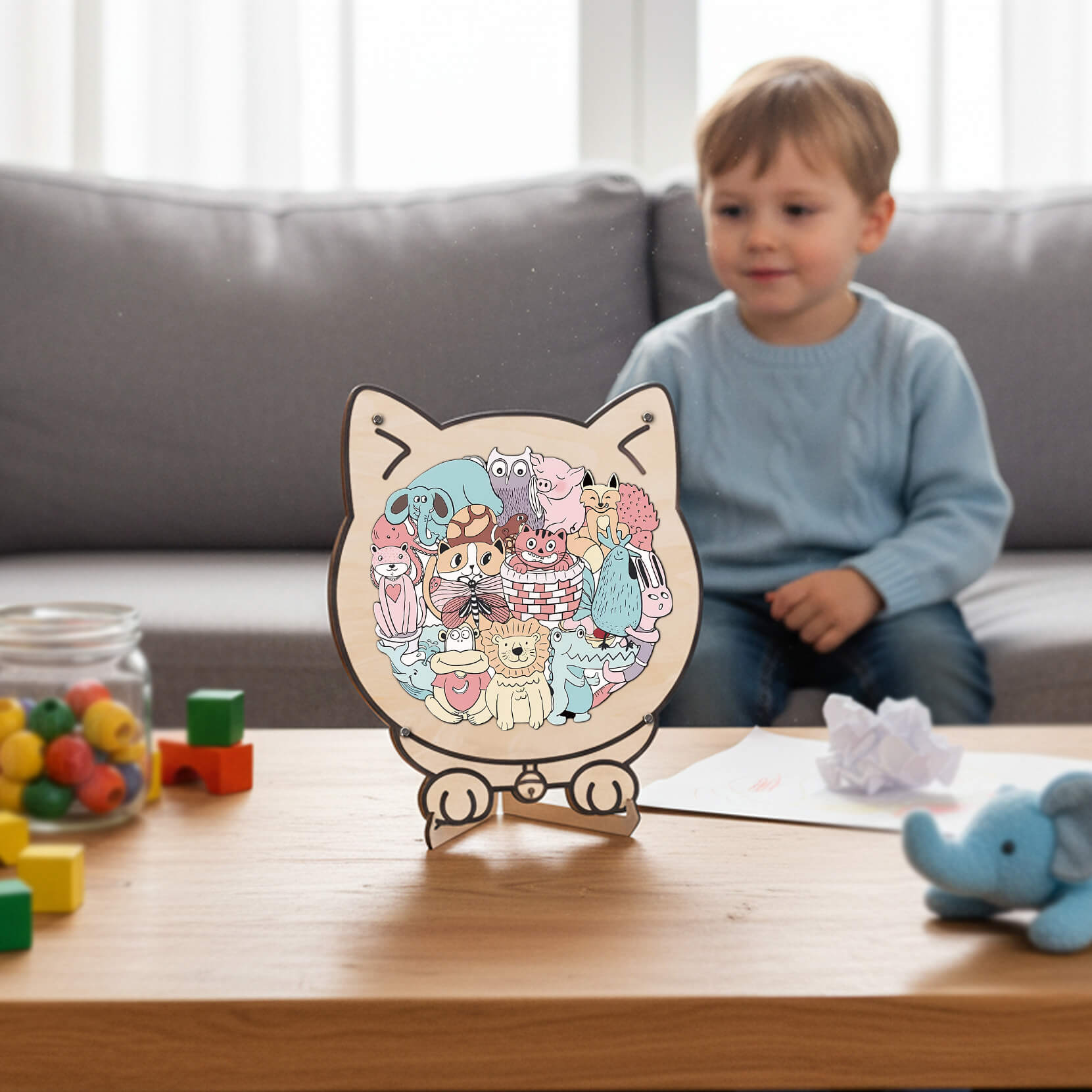 Puzzle en bois en forme d'animal mignon pour bébé