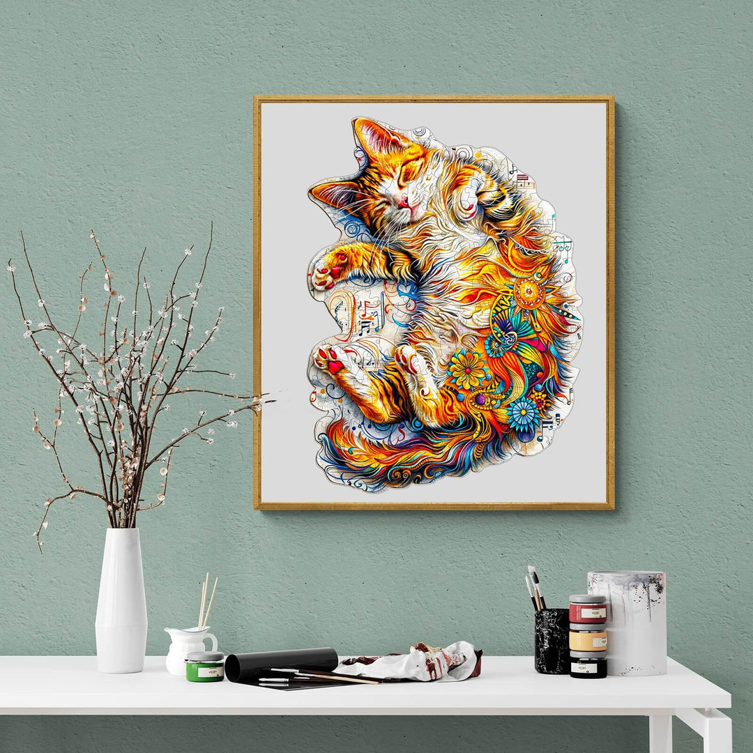 Sleeping Cat-2 Wooden Jigsaw Puzzle - Woodbests