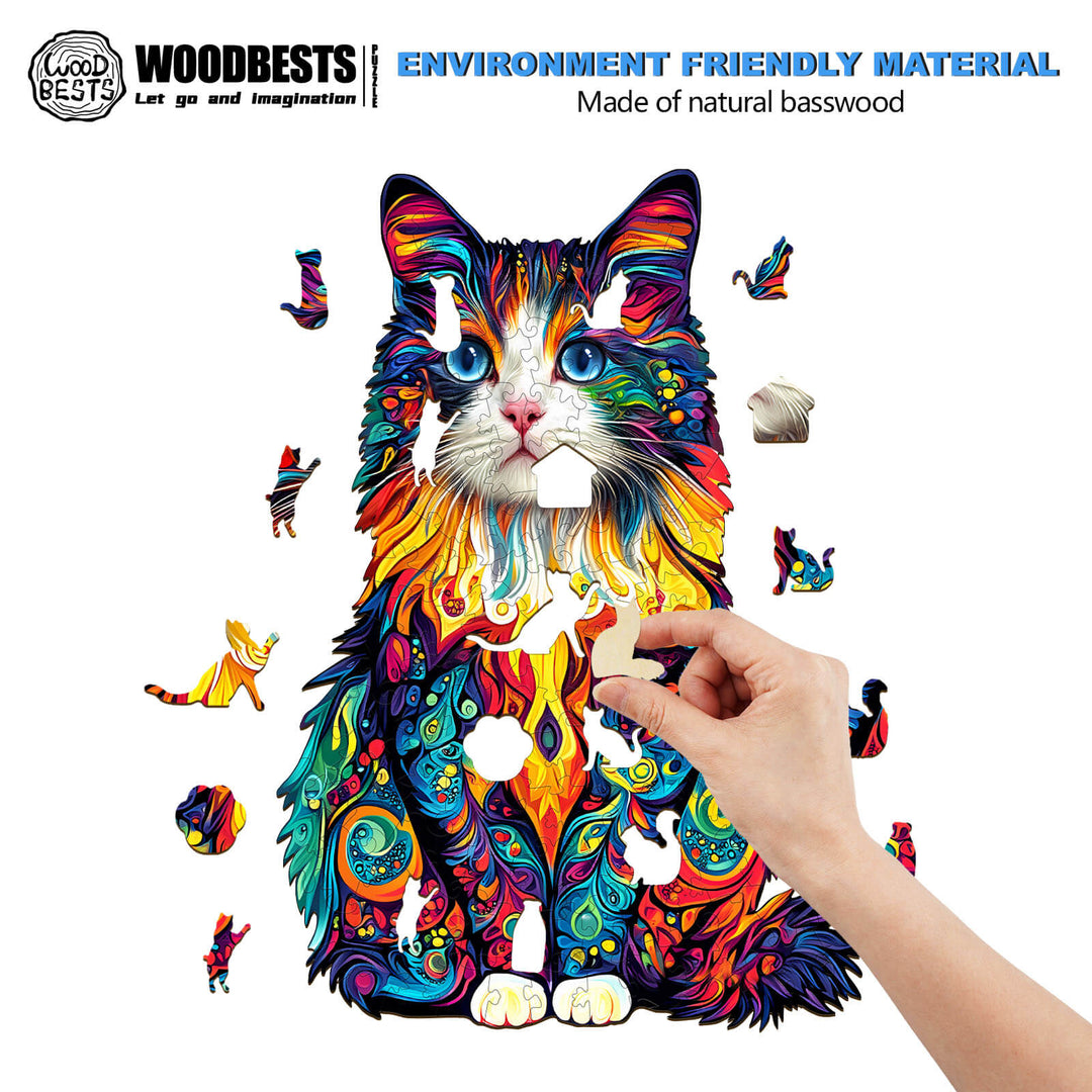 Colorful Ragdoll Cat-2 Wooden Jigsaw Puzzle