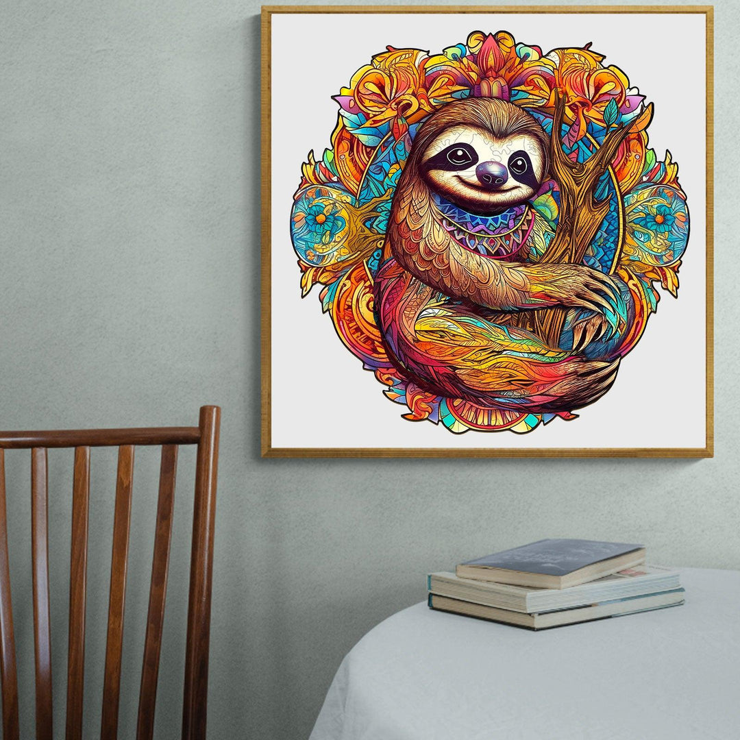 Happy Sloth Wooden Jigsaw Puzzle-Woodbests