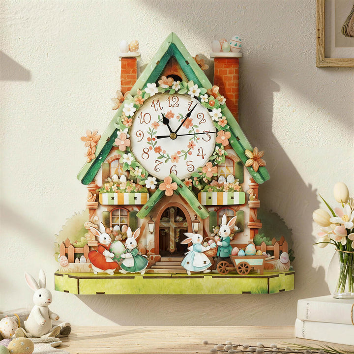 Easter Egg Hut– DIY Wooden Clock, 3D Puzzle Craft Kit