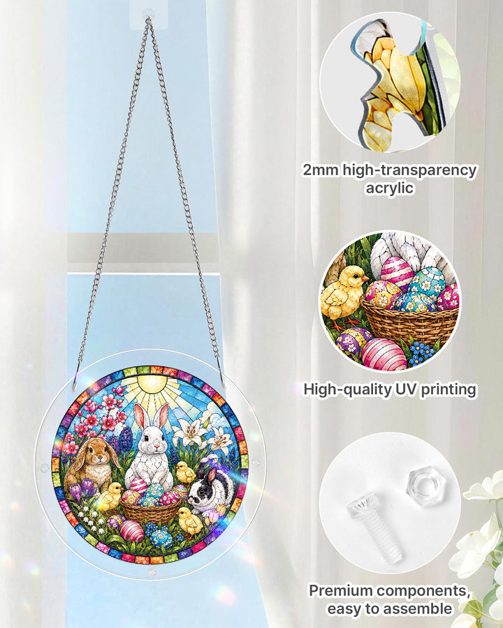 Acrylic Jigsaw Puzzle Suncatcher - Spring Bunny Garden