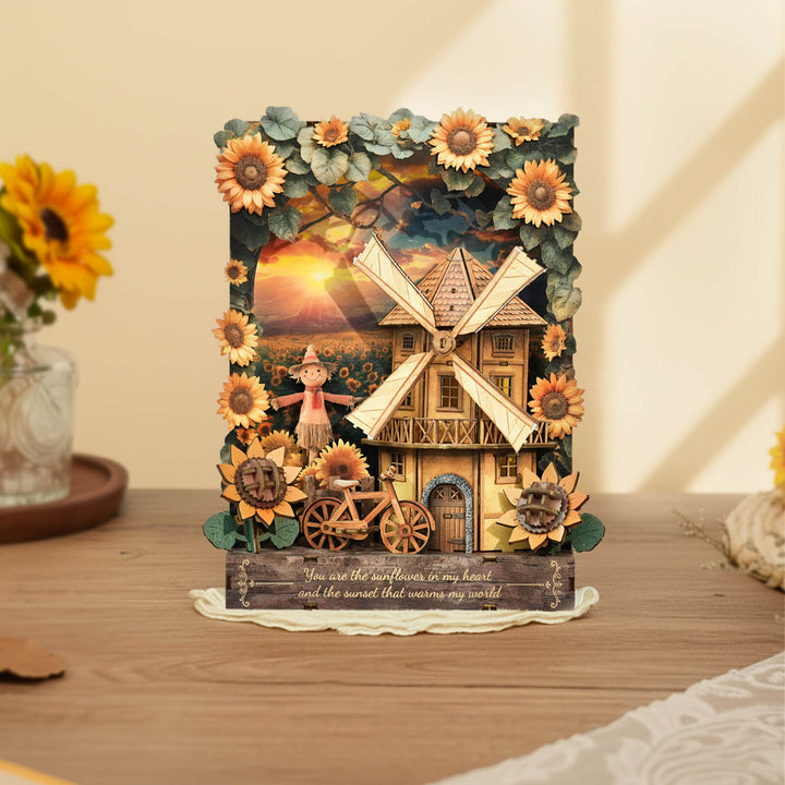 Sunlit Fieldscape – DIY Wooden Painting, 3D Puzzle Craft Kit