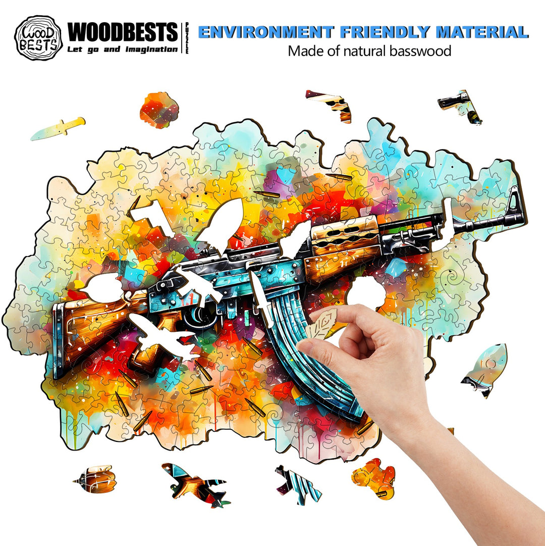 AK47 Wooden Jigsaw Puzzle-Woodbests