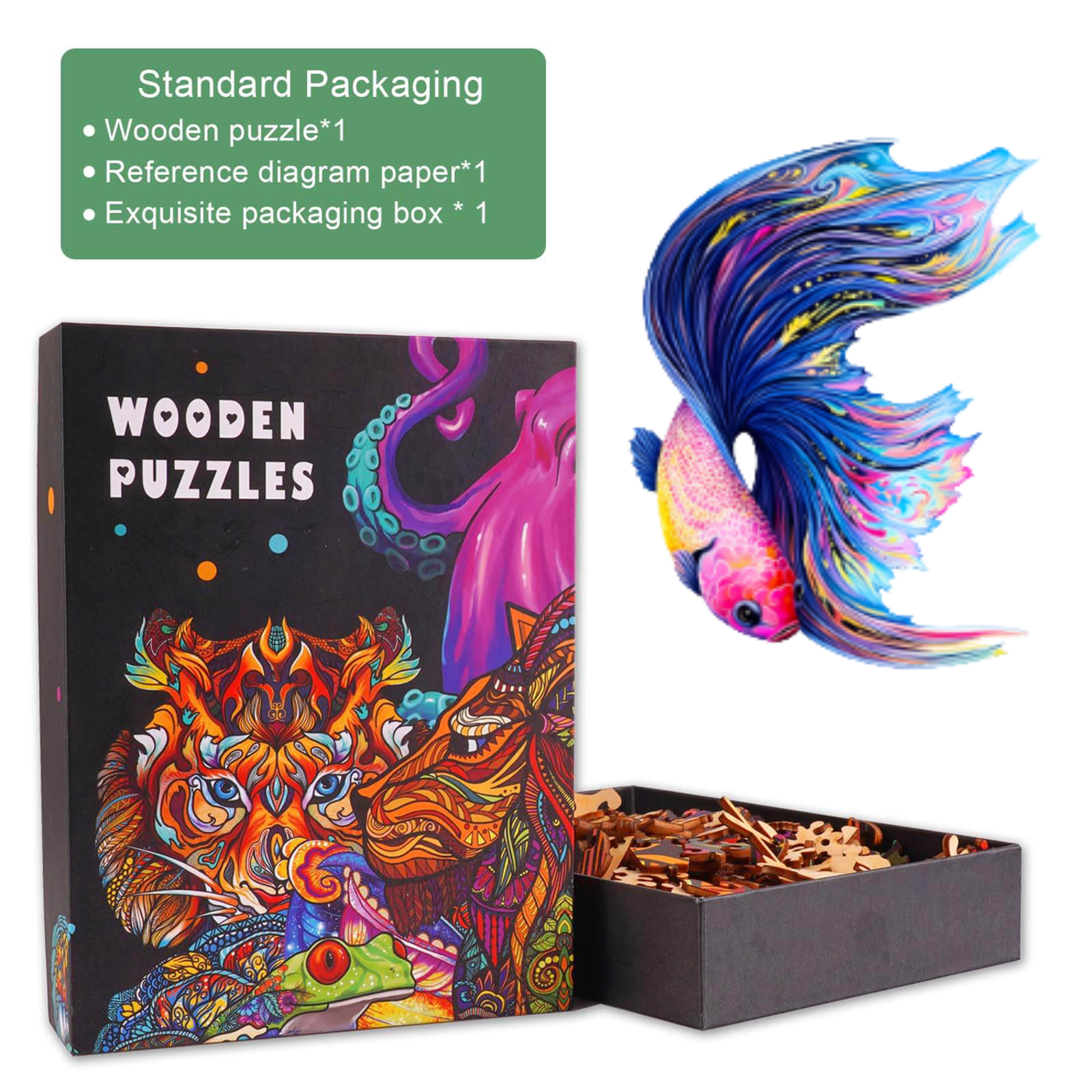 Halbmond Betta Holzpuzzle