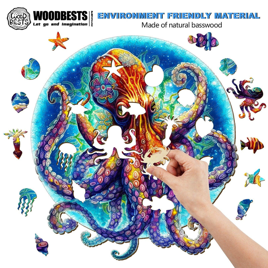 Mandala Octopus Wooden Jigsaw Puzzle