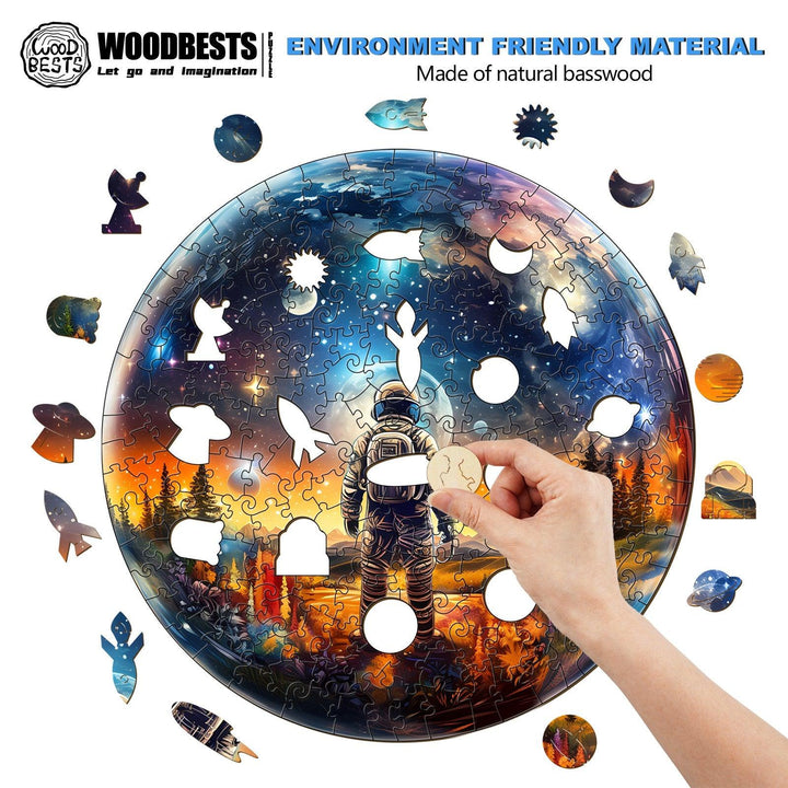 Crystal Ball Astronau Wooden Jigsaw Puzzle-Woodbests