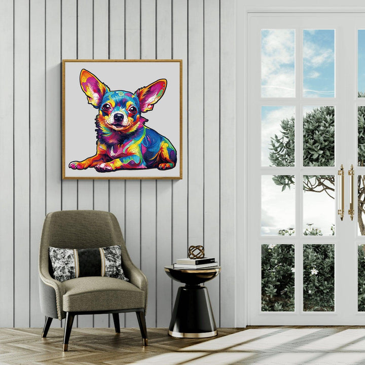 Colorful Chihuahua Wooden Jigsaw Puzzle-Woodbests