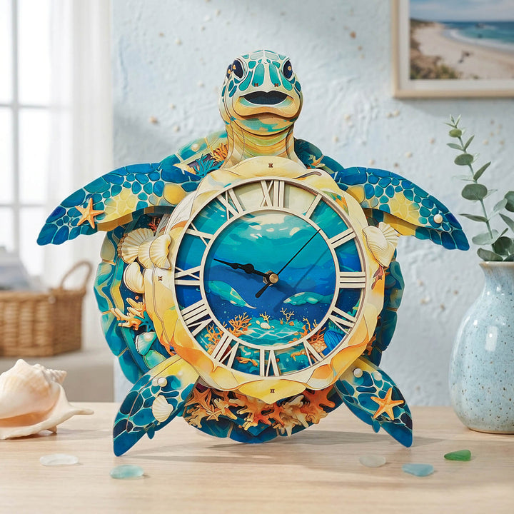 Sea Turtle – Hourly Chime DIY Wooden Clock, 3D Puzzle Craft Kit