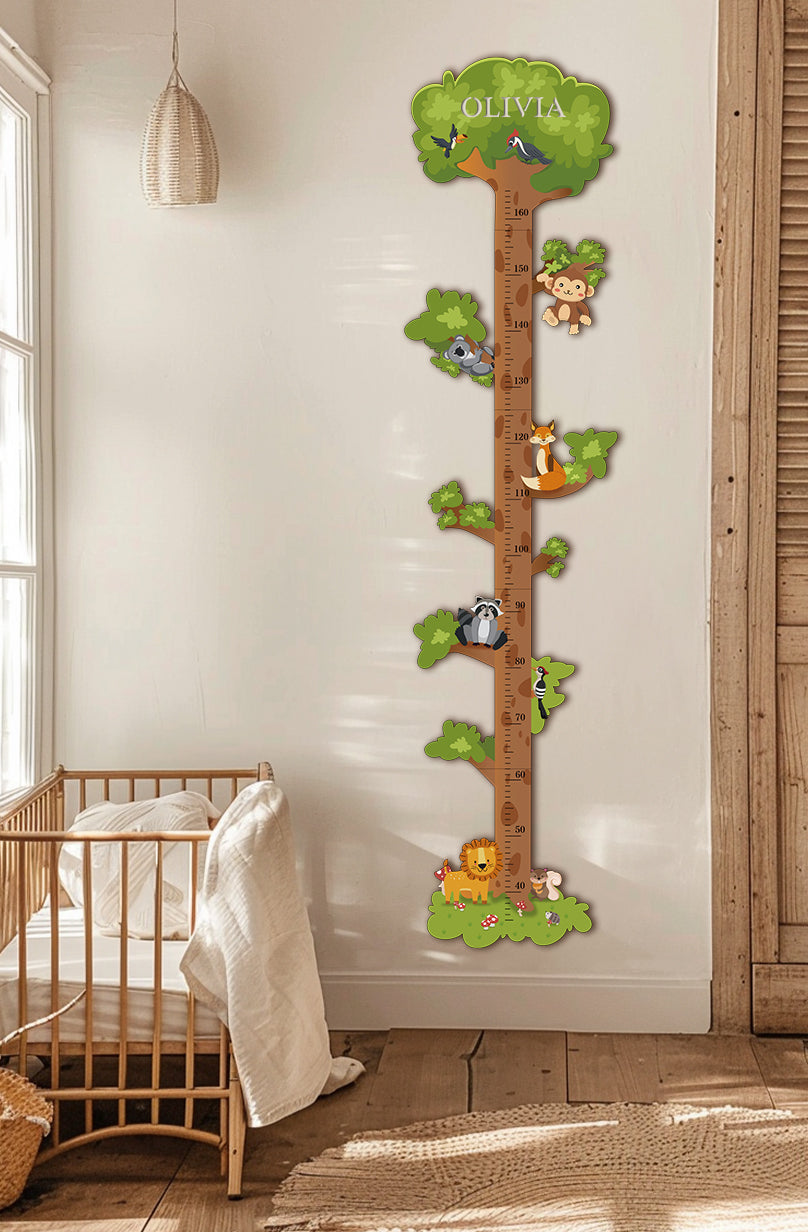 Personalized Wooden Forest Animal Growth Chart Ruler