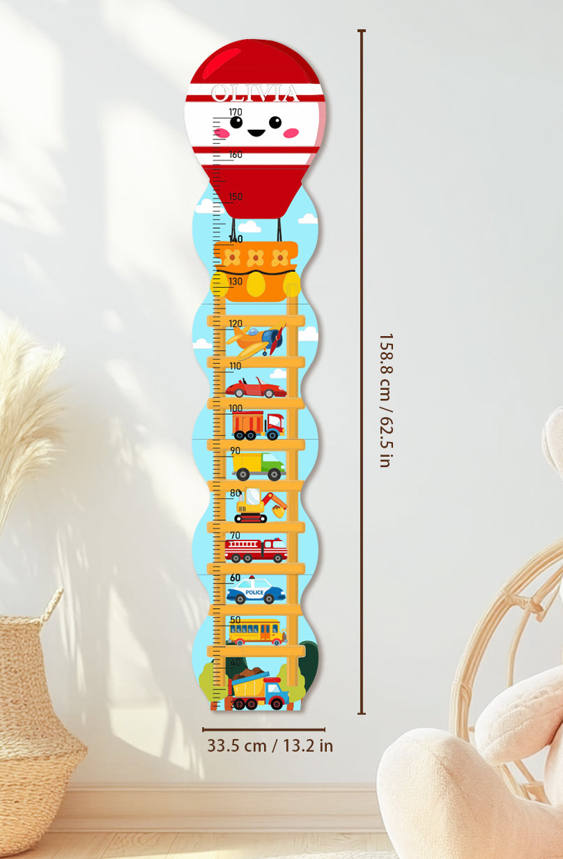 Personalized Wooden Traffic-2 Growth Chart Ruler