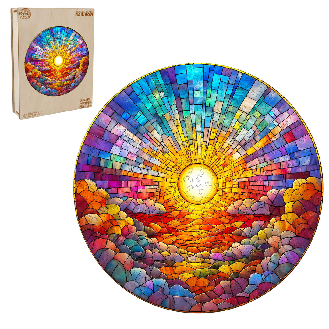 Stained Glass Rainbow Wooden Jigsaw Puzzle