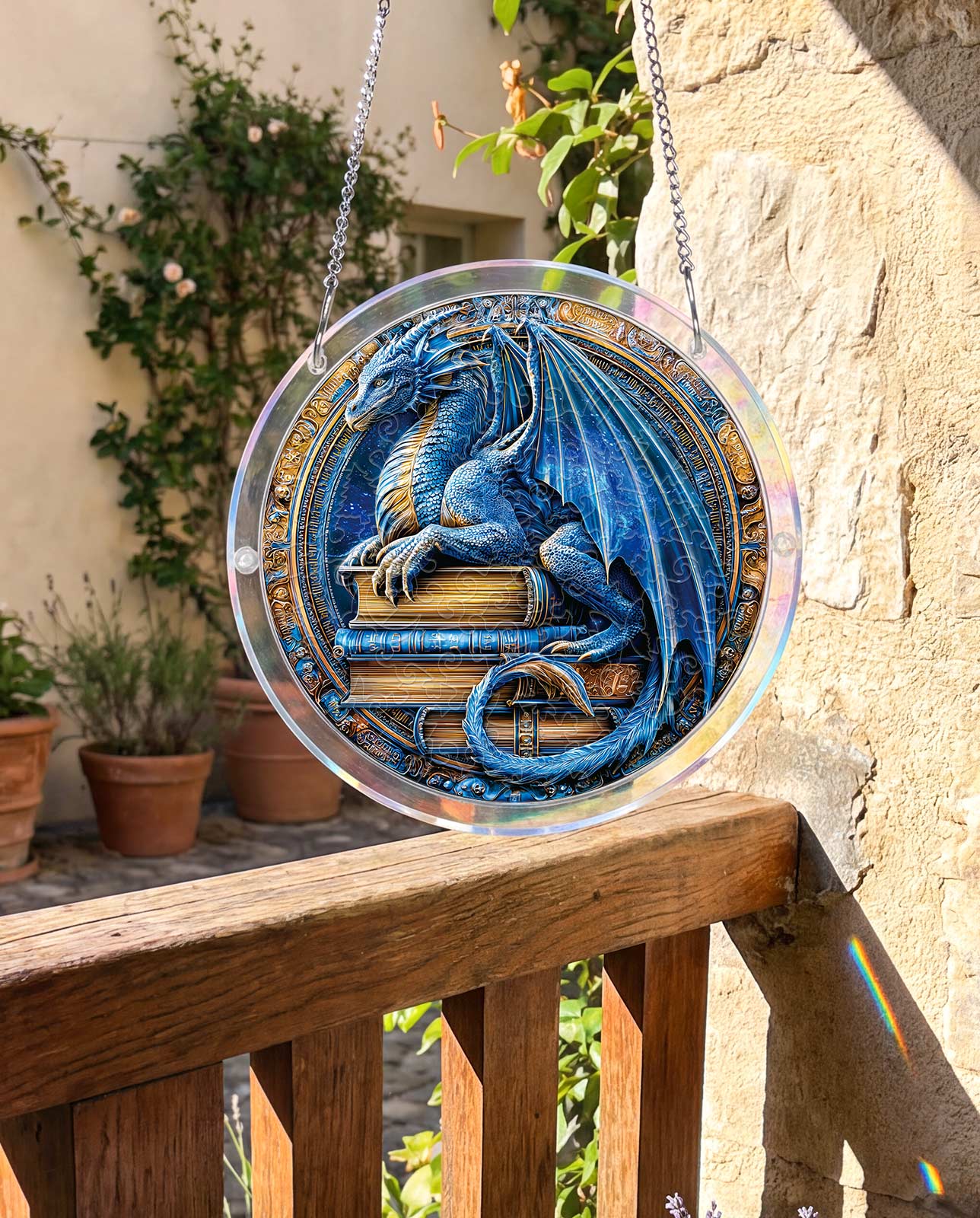 Acrylpuzzle-Sonnenfänger - Drachenreich-Bibliothek