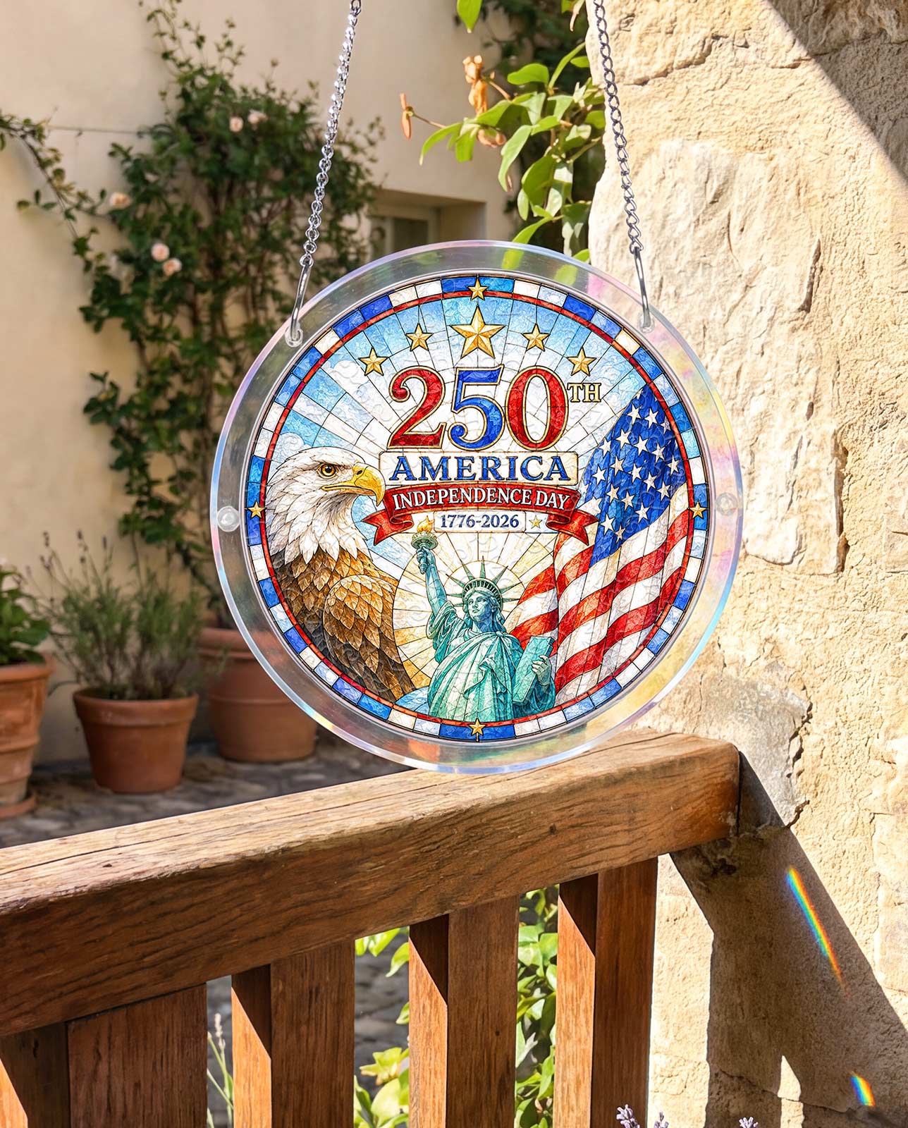 Acryl-Puzzle-Sonnenfänger – Amerikanisches Zweihundertjähriges Jubiläum
