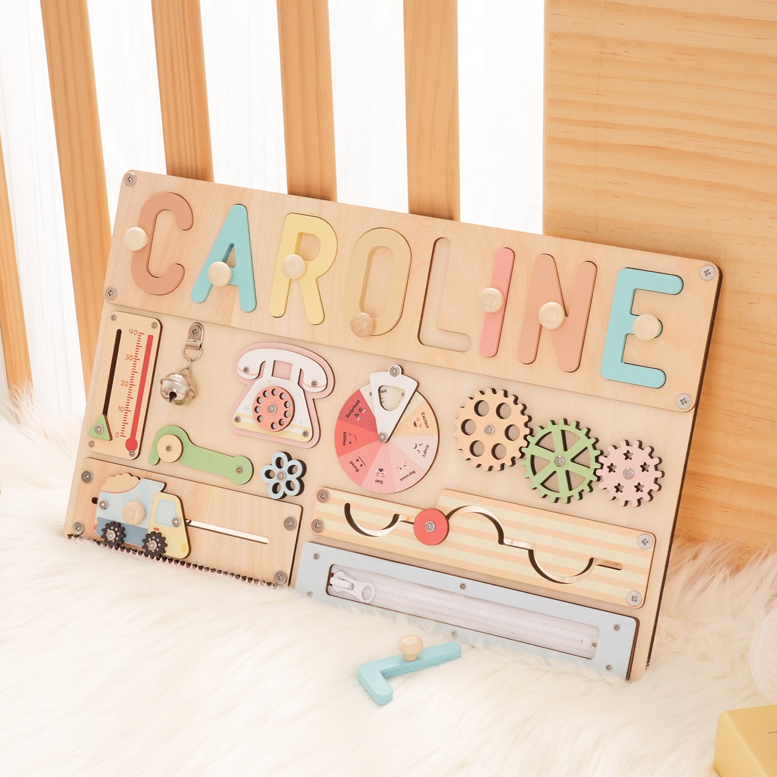 Personalised Montessori Busy Board with Name Puzzle