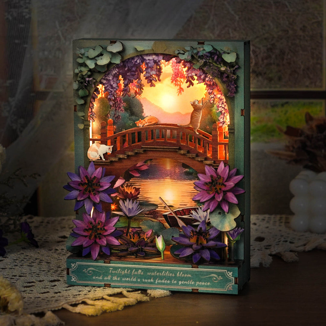 Twilight Lotus – DIY Wooden Painting, 3D Puzzle Craft Kit