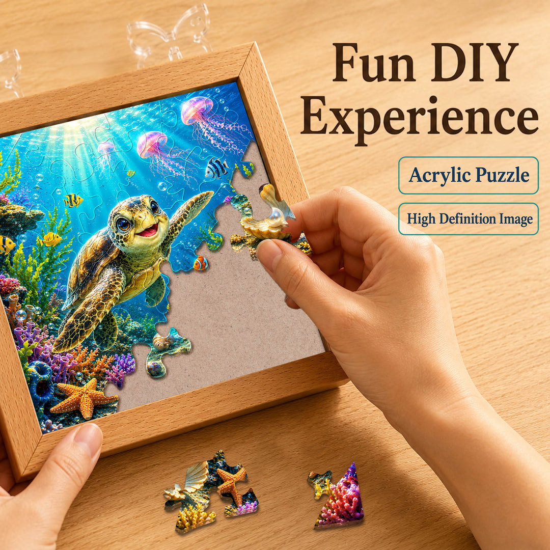 Acrylic Puzzle Night Light - Coral Sea Turtle
