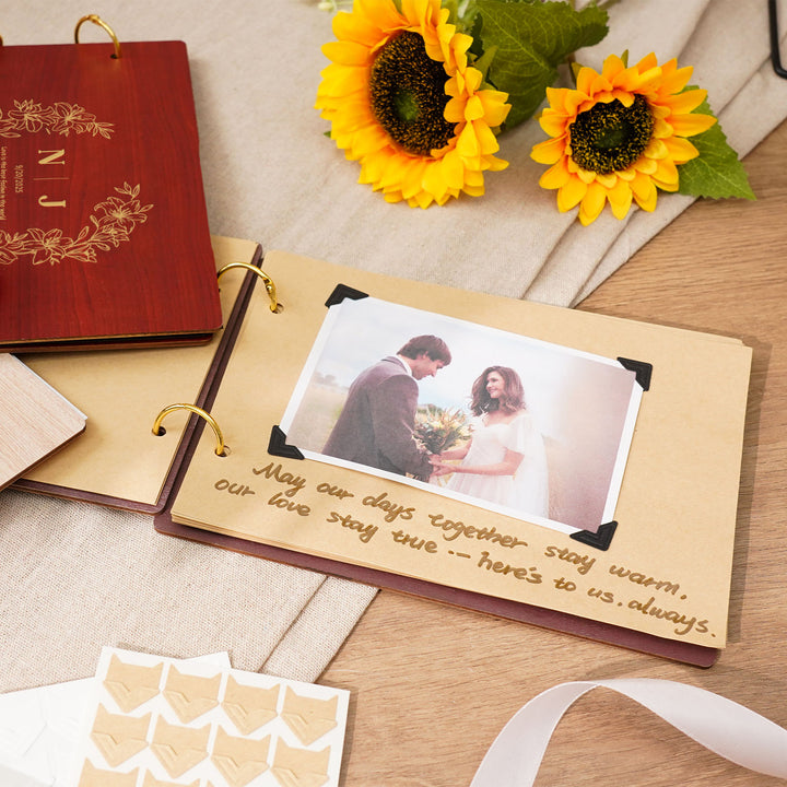 Wedding Wooden Carved Photo Album - Personalized Gift