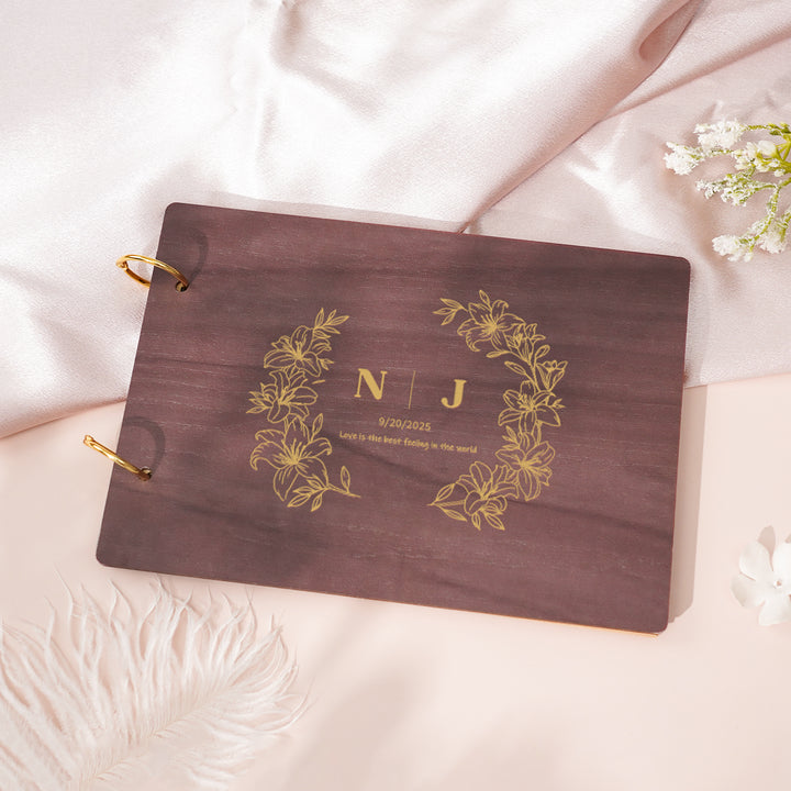 Wedding Wooden Carved Photo Album - Personalized Gift