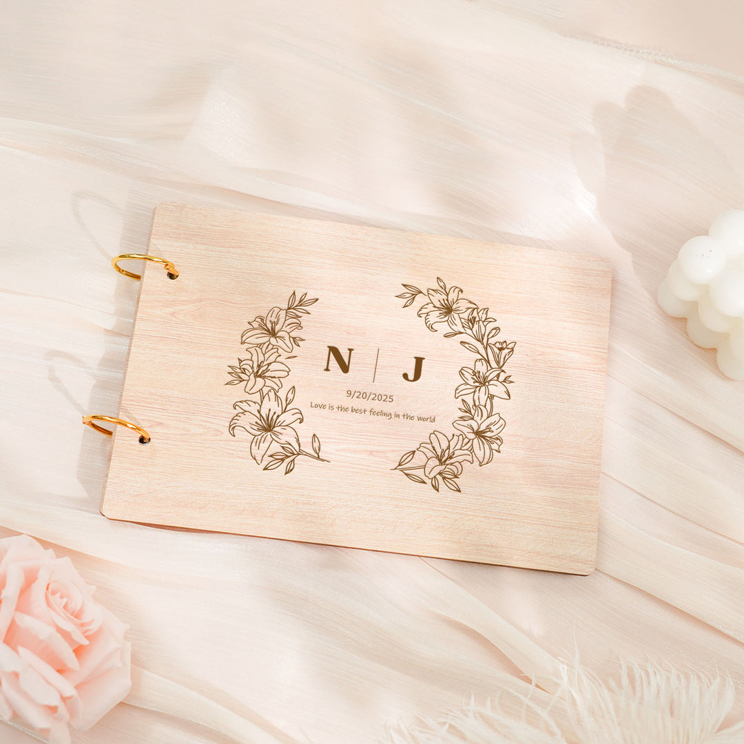 Wedding Wooden Carved Photo Album - Personalized Gift