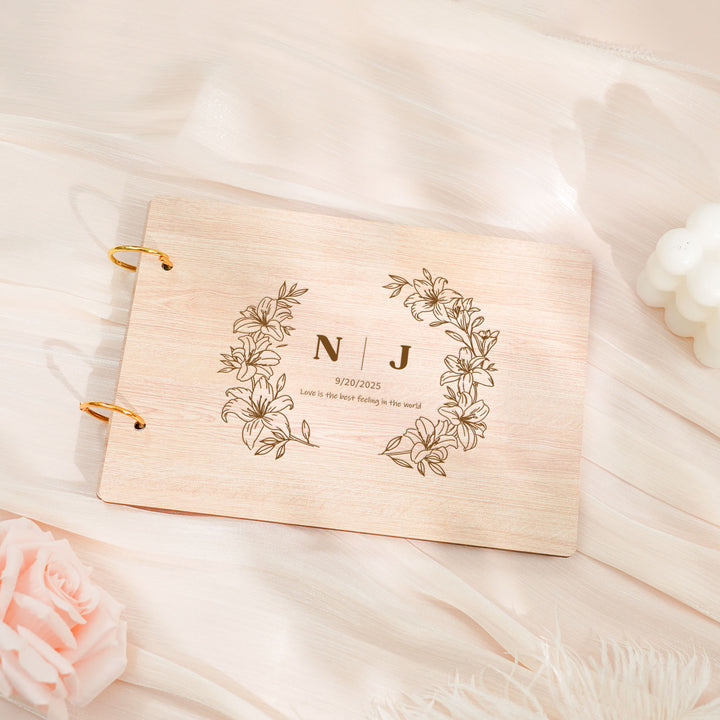Wedding Wooden Carved Photo Album - Personalized Gift
