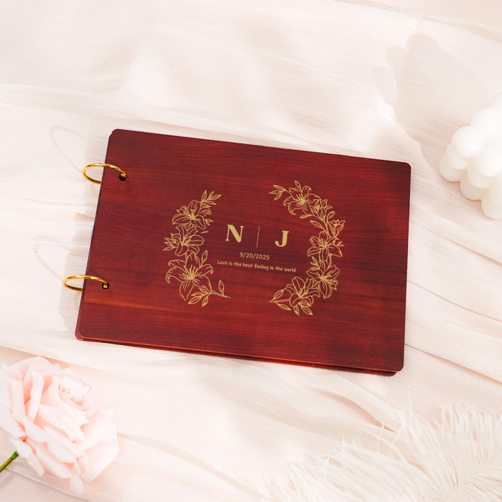 Wedding Wooden Carved Photo Album - Personalized Gift