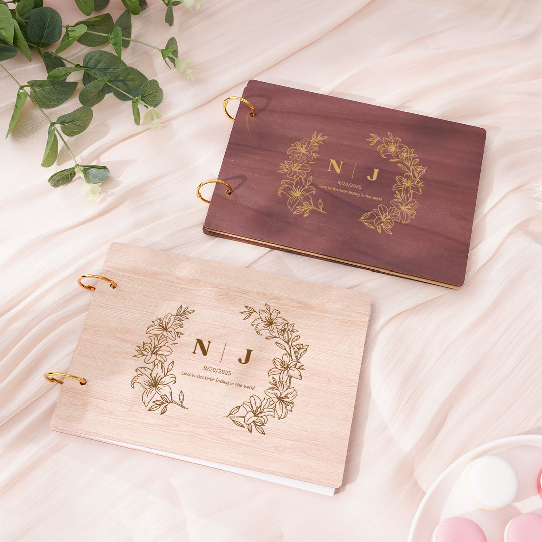 Wedding Wooden Carved Photo Album - Personalized Gift