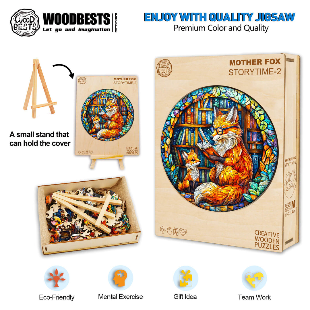 Mother Fox Storytime-2 Wooden Jigsaw Puzzle