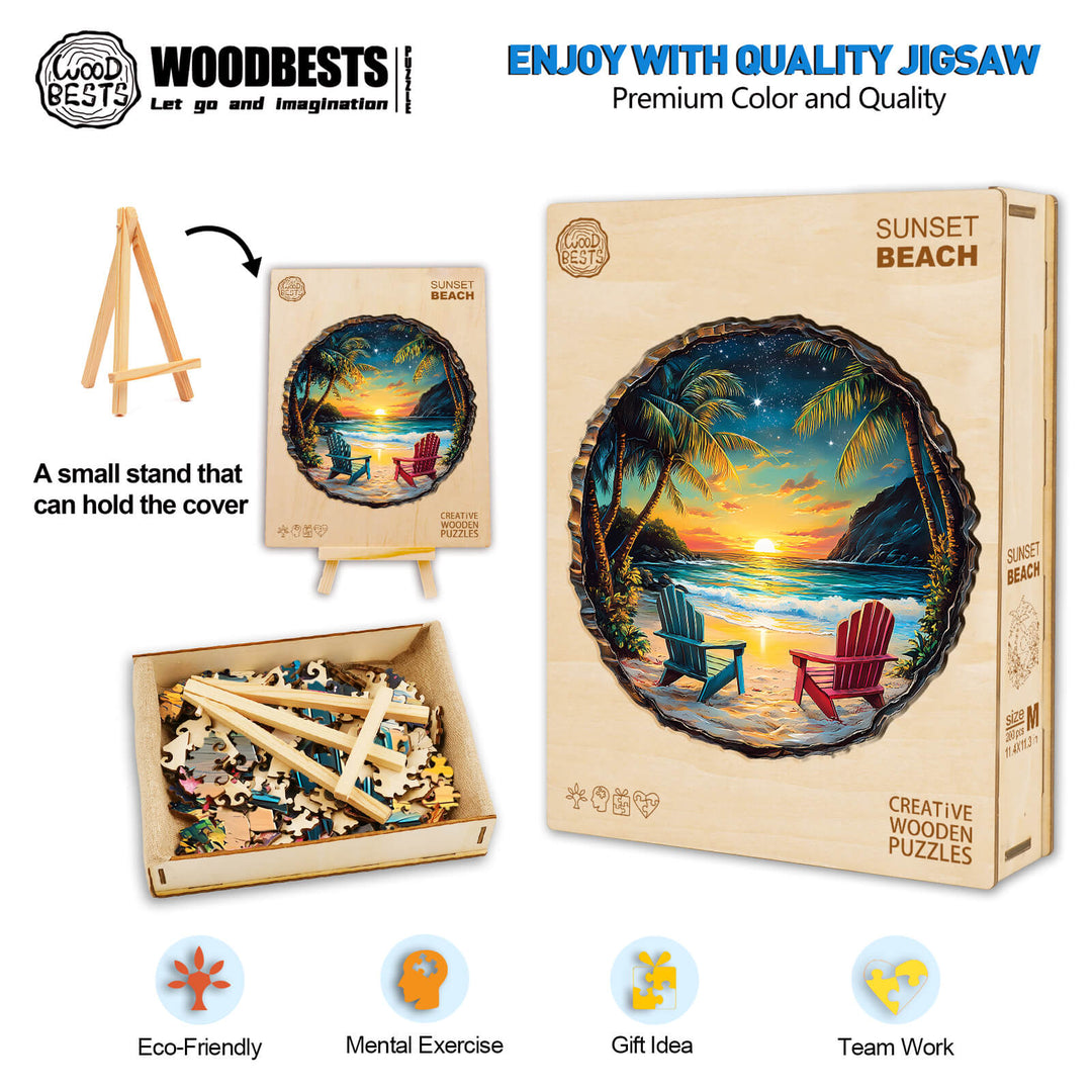 3D Sunset Beach Wooden Jigsaw Puzzle