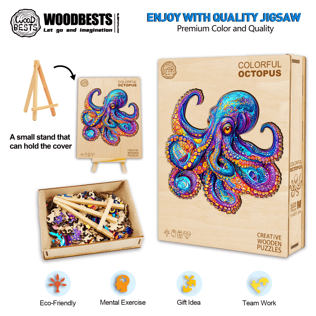 Colorful Octopus Wooden Jigsaw Puzzle