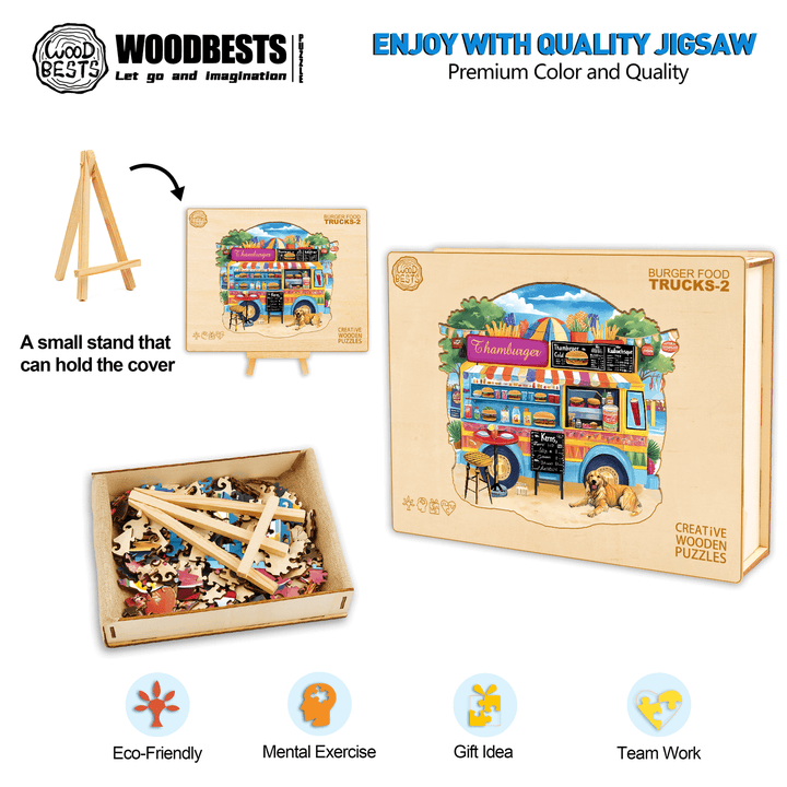 Burger Food Trucks-2 Wooden Jigsaw Puzzle