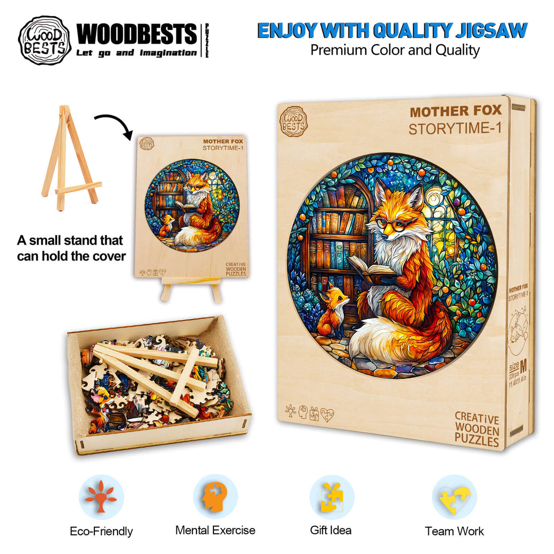 Mother Fox Storytime-1 Wooden Jigsaw Puzzle