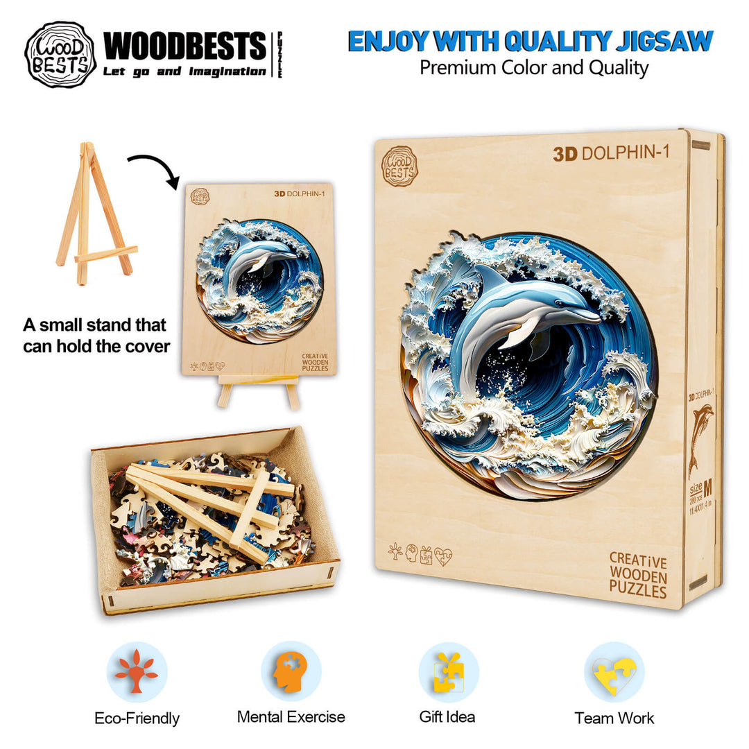 3D Dolphin-1 Wooden Jigsaw Puzzle